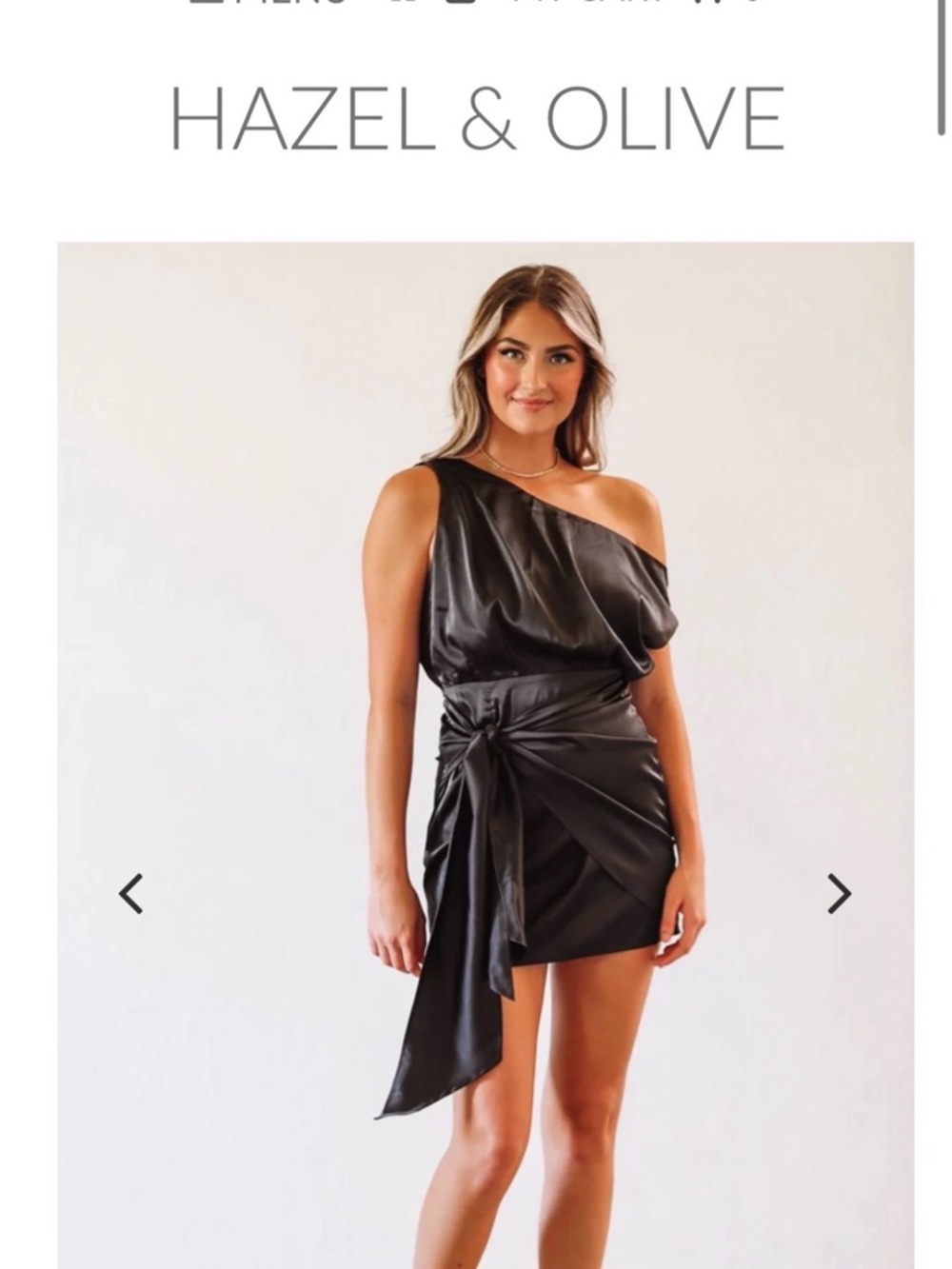 One-Shoulder Black Satin Mini Dress